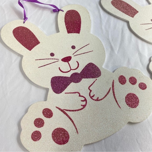 Fun Easter Bunny Glittery Hanging Fiber Board Hanging Characters - Picture 9 of 9